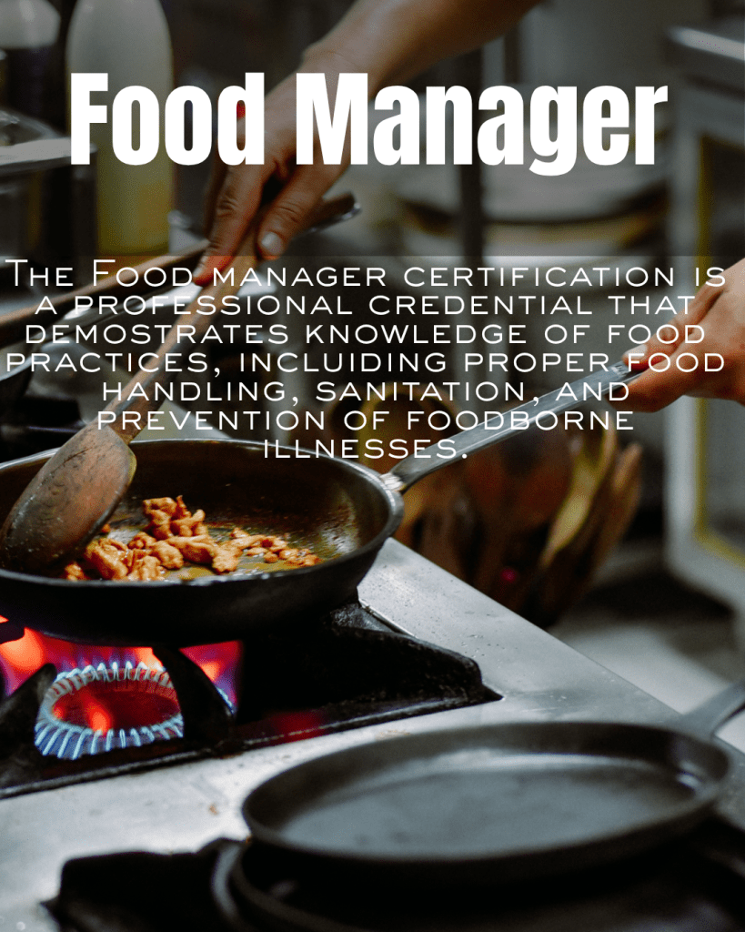 The Food Manager course provides advanced training in food safety, focusing on proper food handling, sanitation, and regulatory compliance. It prepares individuals to manage food operations responsibly, prevent foodborne illnesses, and ensure a safe environment for both staff and customers.